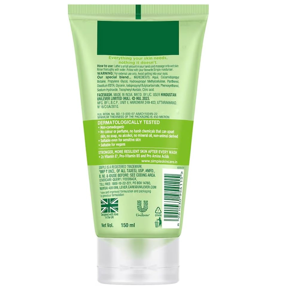 Simple Refreshing Facial Wash – Kind to Skin, Pro-Vitamin B5 + E (150mL)