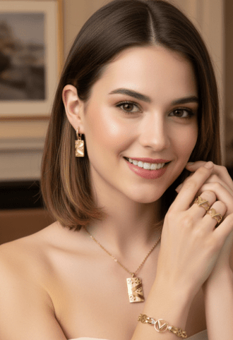 Golden Pearl Emblem Jewelry Set